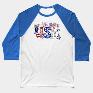 USA US Flag Patriotic 4th of July America Men Wen Kids Baseball T-Shirt